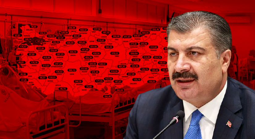 Sağlık Bakanı Fahrettin Koca, il il koronavirüs vaka sayılarını gösteren