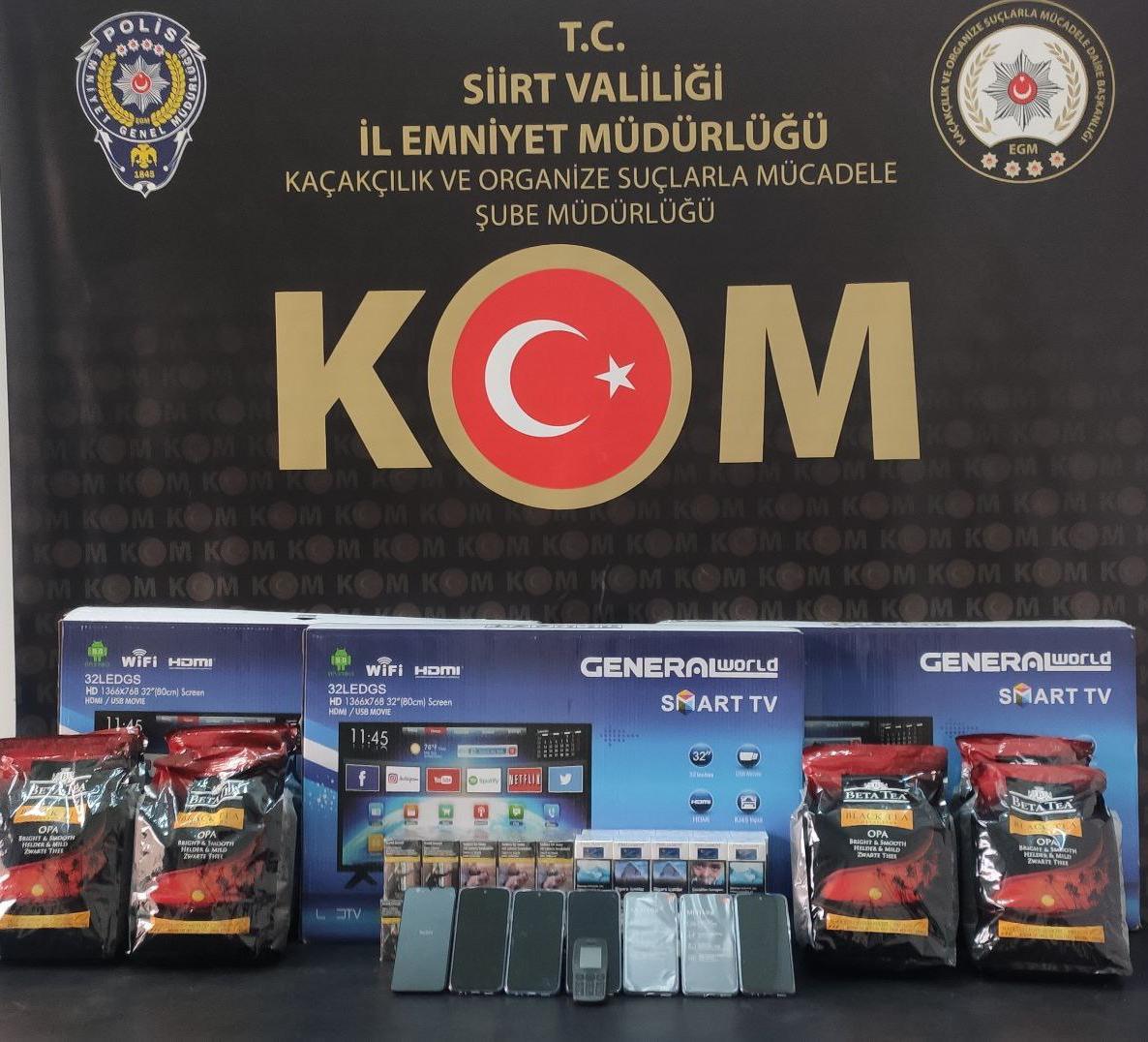 Siirt Emniyet Müdürlüğüne KOM şube ekiplerince durdurulan bir araçta gümrük