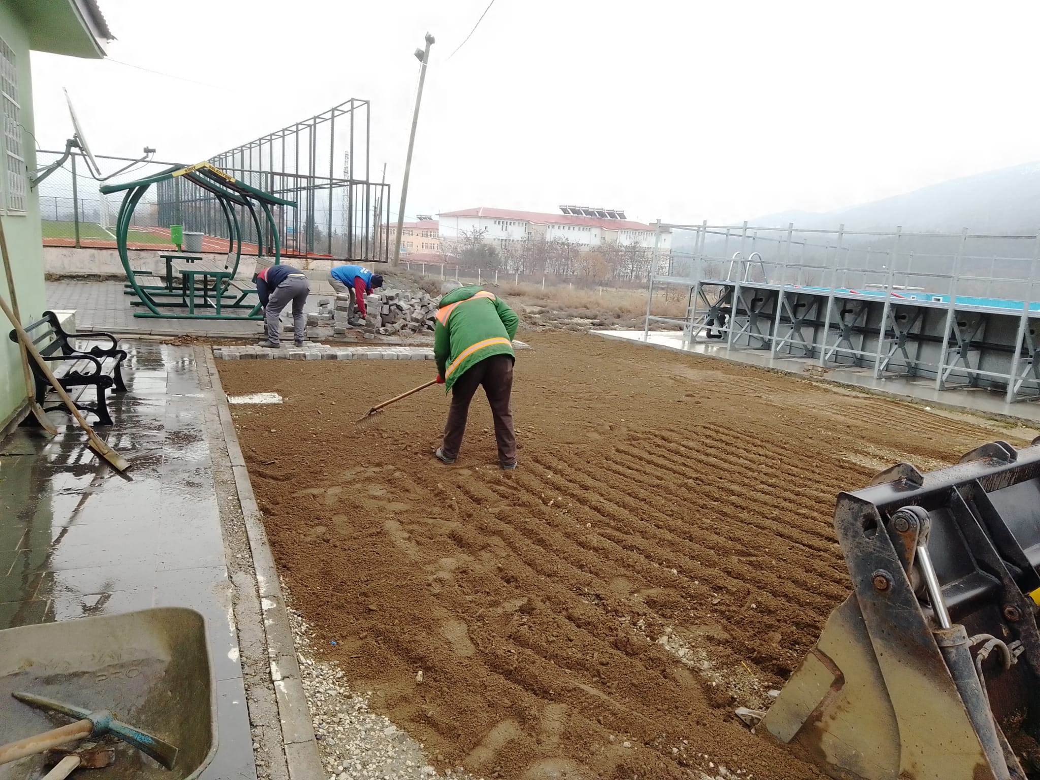 Baykanda parke taşı döşeme