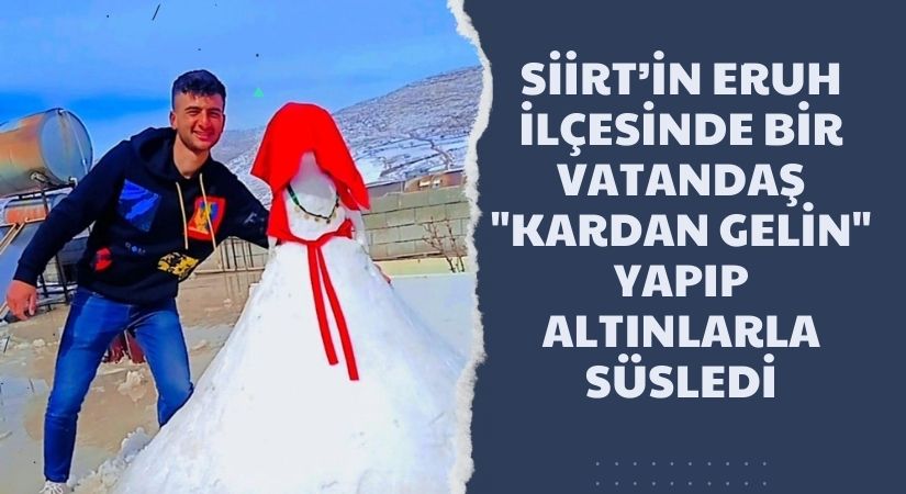 Siirt’in Eruh ilçesinde etkili olan kar yağışının ardından bir vatandaş