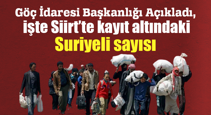 Göç İdaresi Başkanlığı Açıkladı, işte Siirt’te kayıt altındaki Suriyeli sayısı Başta Suriyeliler olmak üzere Türkiye’deki sığınmacılarla ilgili tartışmalar büyürken, İçişleri