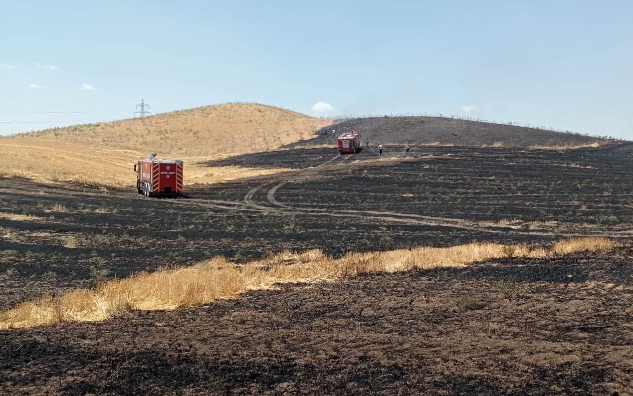 Havaalanı Arkasında Anız ve Saman Yangını Siirt Havaalanı arkasında yer Pınarca mezrasında çıkan yangında 100 ton