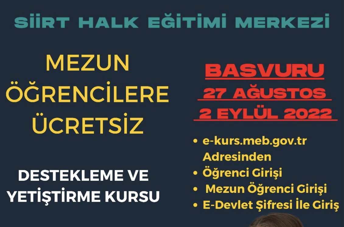 Siirt Halk Eğitim Merkezi Müdürlüğü lise ve dengi okul mezunu