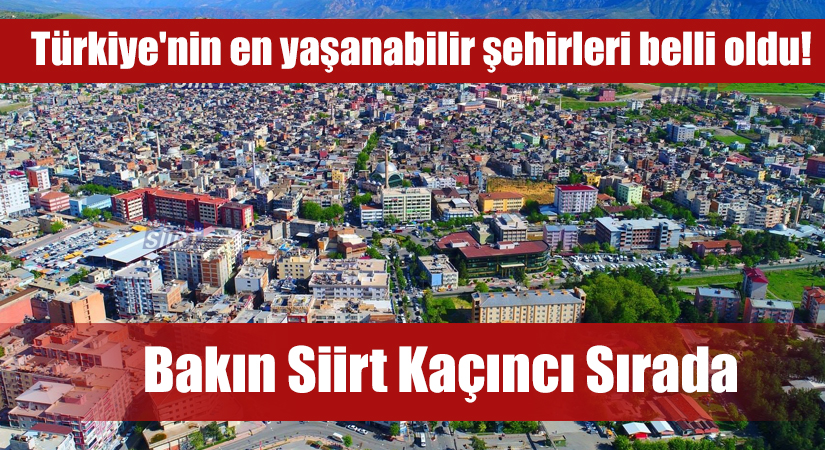 Türkiye’nin en yaşanabilir şehirleri belli oldu! Bakın Siirt Kaçıncı Sırada