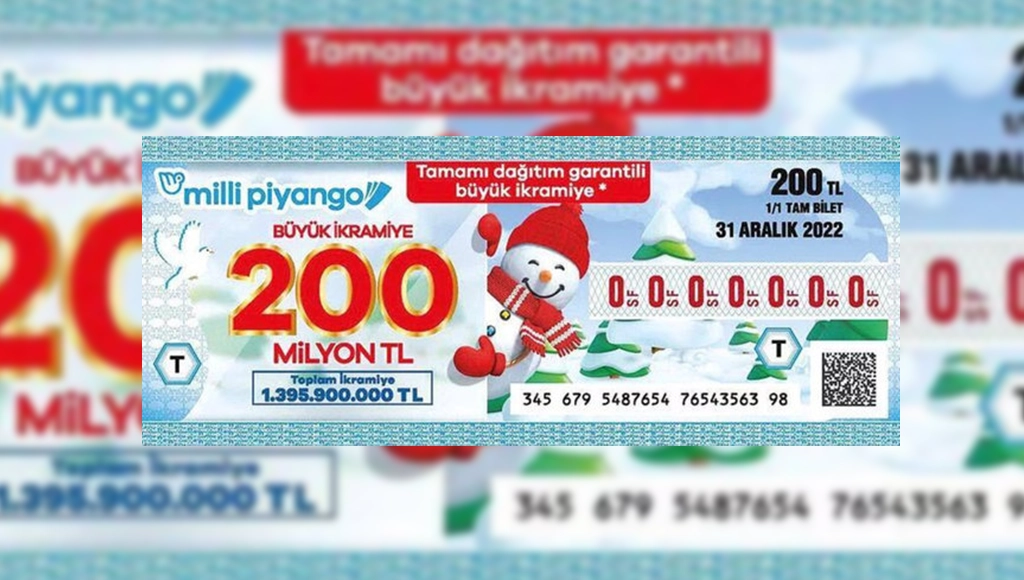 2023 yılbaşı biletinin büyük ikramiyesinin 200 Milyon TL olduğu yılbaşı
