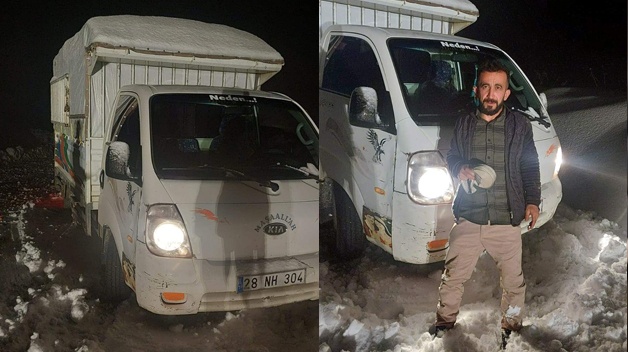 Siirt’te Kar Yağışında Mahsur Kalan Sürücü 3 Saatlik Çalışmanın Ardından Kurtarıldı