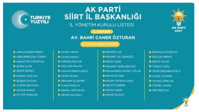 AK Parti Siirt il başkanlığı yeni yönetimi belirlendi.
