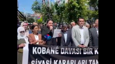 KOBANİ KARARLARINA İLİŞKİN BASIN AÇIKLAMASI YAPILDI DEM ve DBP Siirt il başkanlıkları tarafından Kobani davasına ilişkin