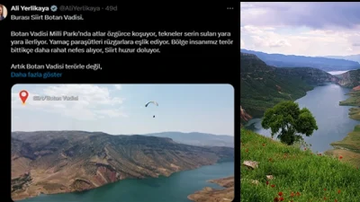 Bakan Yerlikaya’dan Botan Vadisi mesajı İçişleri Bakanı Ali Yerlikaya, X hesabı üzerinden Siirt Botan Vadisi’ne