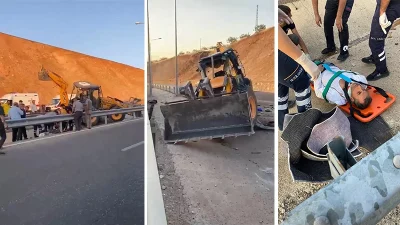 Siirt-Tillo karayolunda meydana gelen kazada, bir kepçe sürücüsü yaralandı.