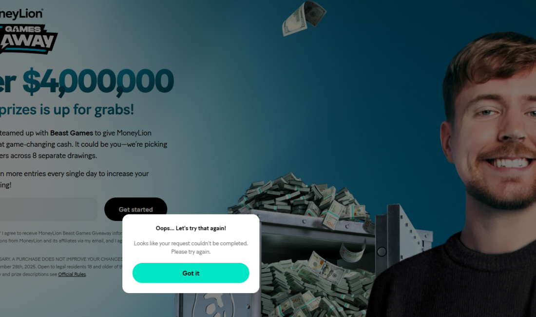 MrBeast MoneyLion Çekilişi: Oops… Let’s Try That Again! Hatası Youtuber MrBeast, bugün 1000 kişiye 1000$ çekilişi yapma duyurusu yaptı.