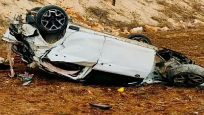 Siirt’in Kurtalan ilçesinde yola aniden çıkan köpeğe çarpmamak için manevra