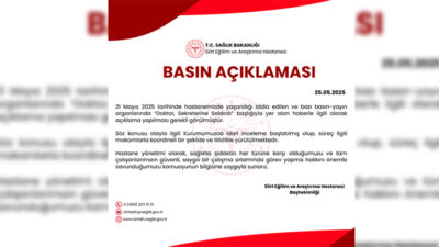 Siirt Eğitim ve Araştırma Hastanesi’nden “Doktor Sekretere Saldırdı” İddialarına İlişkin Açıklama Siirt Eğitim ve Araştırma Hastanesi, 21 Mayıs 2025 tarihinde bir