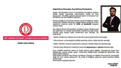 Siirt Berberler Esnaf ve Sanatkârlar Derneği’nin yeni başkanı Aslan Çoban