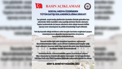 Siirt İl Emniyet Müdürlüğü, sosyal medya platformları üzerinden yürütülen yasa