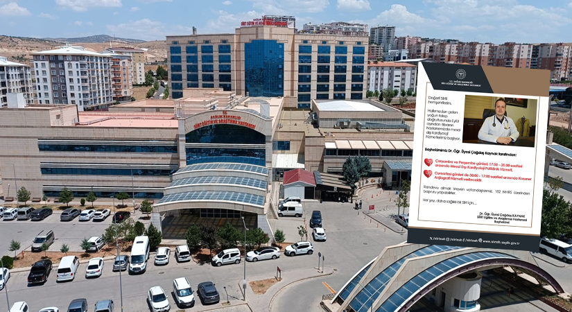 Siirt Eğitim ve Araştırma Hastanesi’nde Mesai Dışı Kardiyoloji Hizmeti Başlıyor Siirt Eğitim ve Araştırma Hastanesi’nde vatandaşların yoğun talebi üzerine Eylül