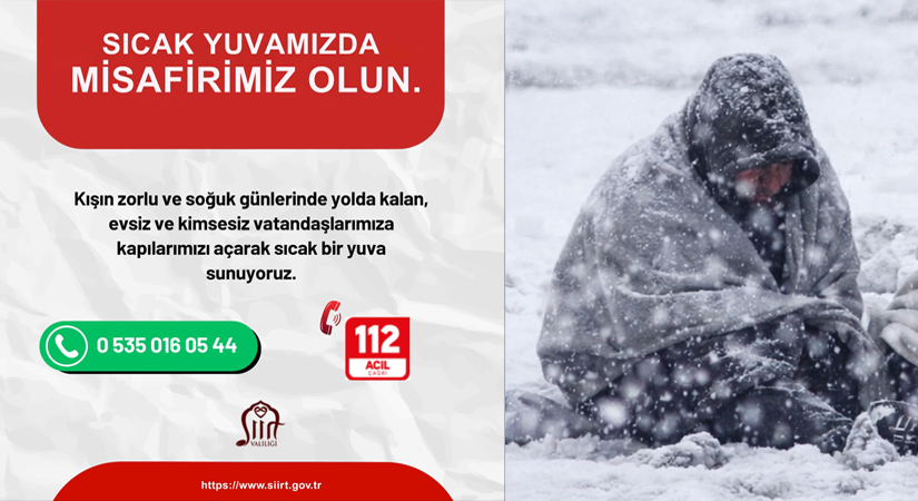 Siirt Valiliği, kış aylarında etkisini artıran soğuk hava koşulları nedeniyle