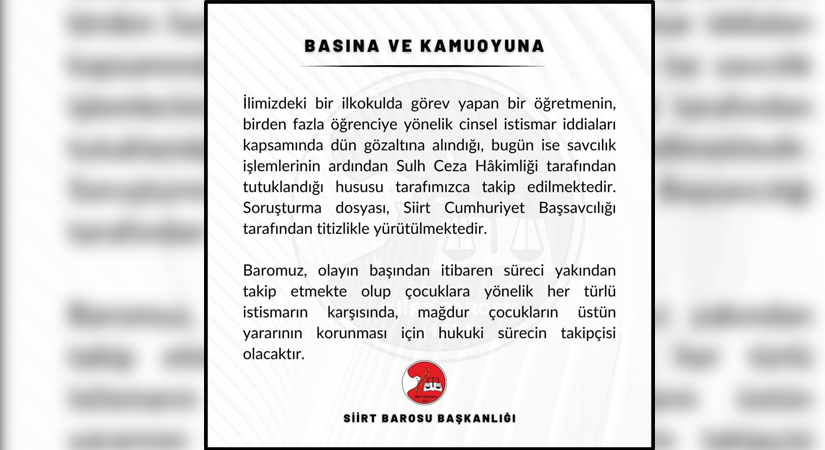 Siirt’te bir ilkokulda görev yapan bir öğretmen hakkında, birden fazla