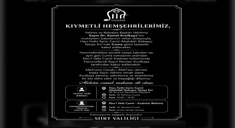Siirt Valiliği, Vali ve Belediye Başkan Vekili Dr. Kemal Kızılkaya'nın