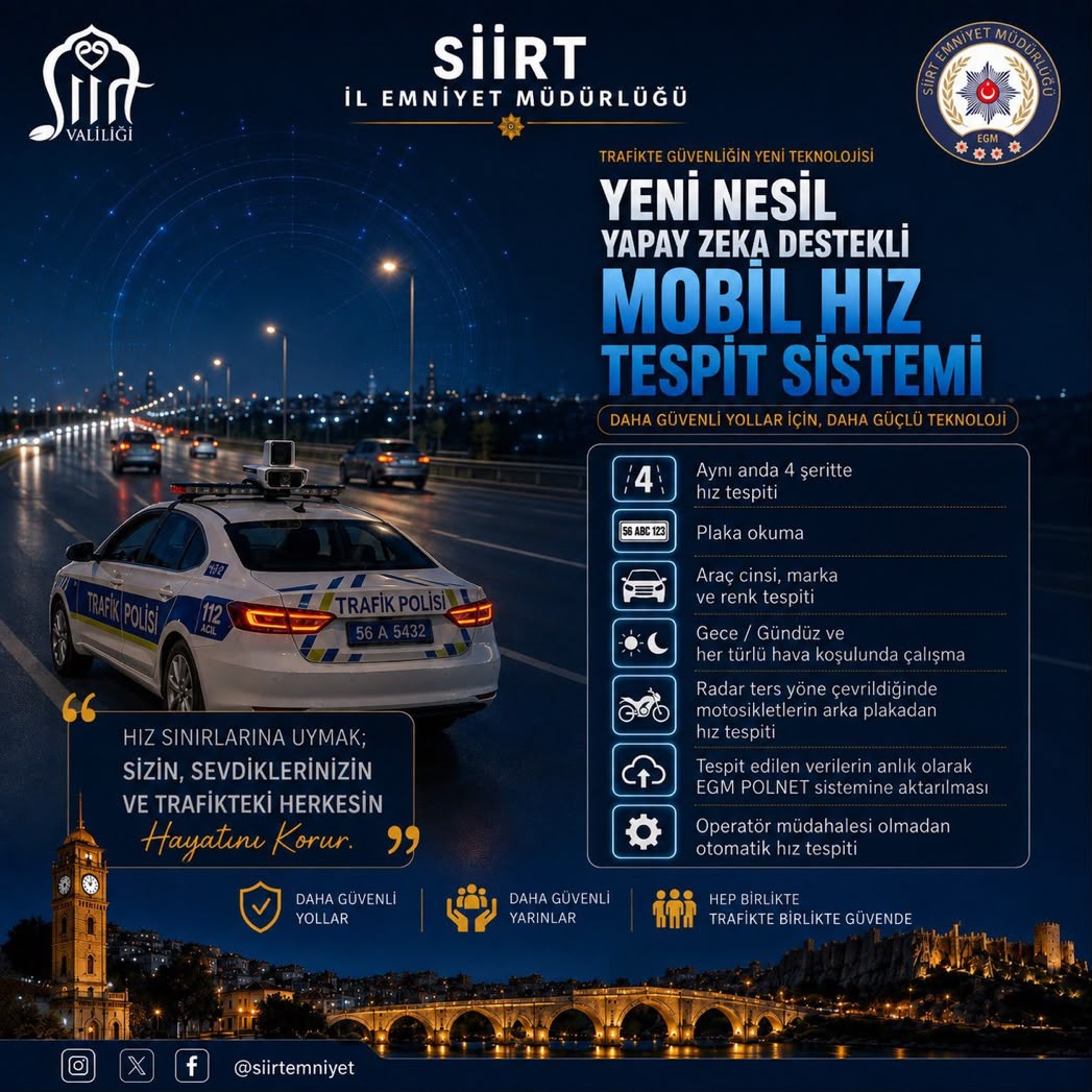 Siirt İl Emniyet Müdürlüğü, trafik güvenliğini artırmak amacıyla yeni nesil