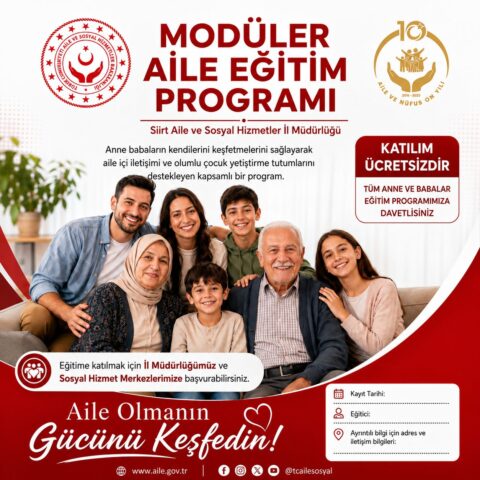 Siirt’te Anne ve Babalara Ücretsiz Aile Eğitimi Siirt’te aile içi iletişimin güçlendirilmesi ve çocukların daha sağlıklı bir